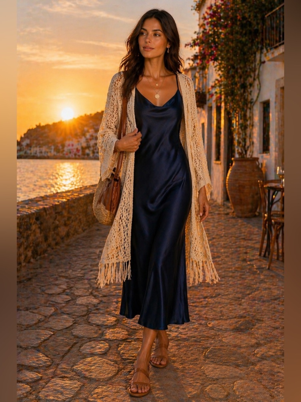 STAUD Navy Satin Slip Dress – Elegant Minimalist  Cocktail Midi Dress - Picture 5 of 10